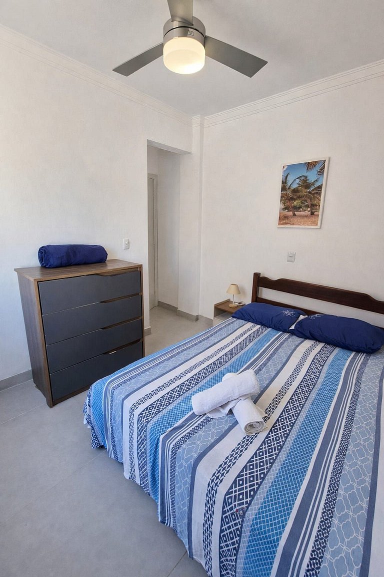 Apto confortavel completo p/4, 250 m praia, Wi-Fi