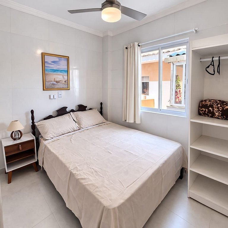 Apto confortavel completo p/4, 250 m praia, Wi-Fi
