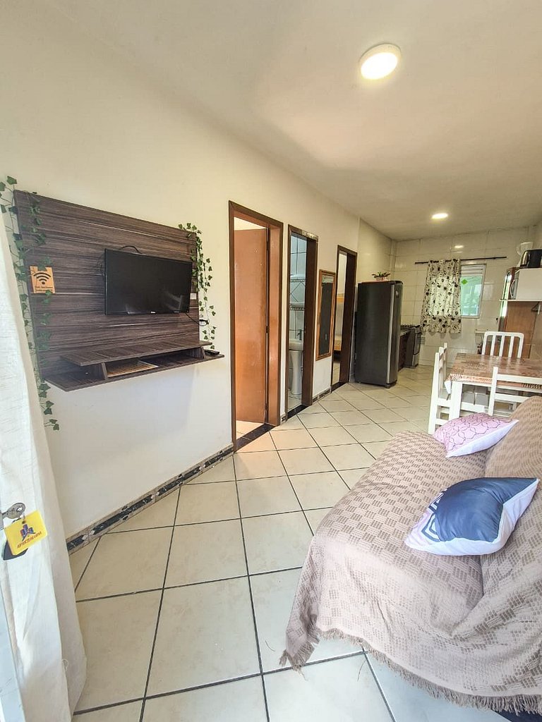 Apto térreo familiar 4 min da praia, wi-fi, 2 dorm